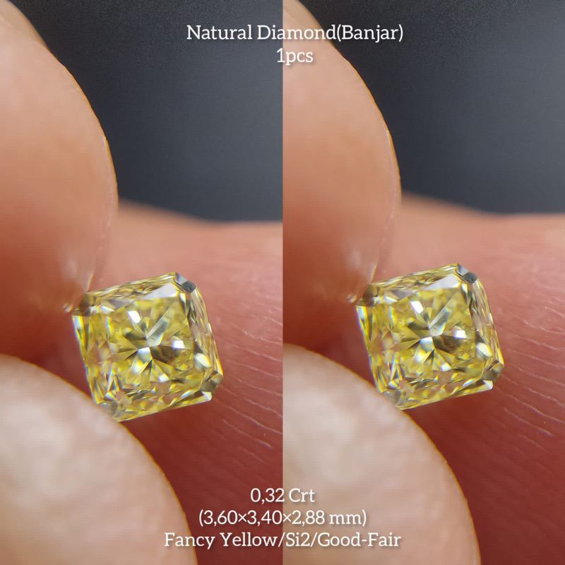 PROMO TOKO BARU BERLIAN WARNA FANCY YELLOW 0.32crt/1pcs BERSERTIFIKAT NATURAL DIAMOND / NATURAL BERI