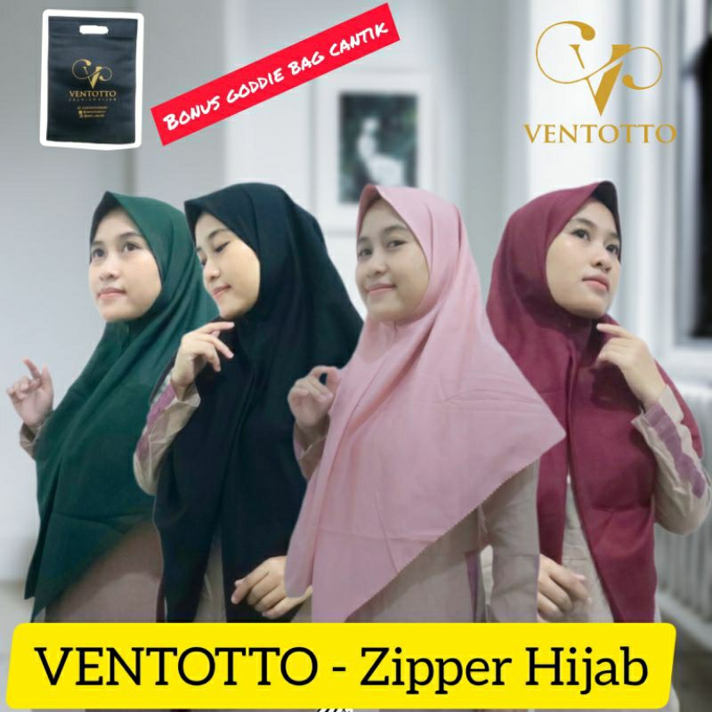 VENTOTTO - Hijab Polos Resleting Zipper Premium