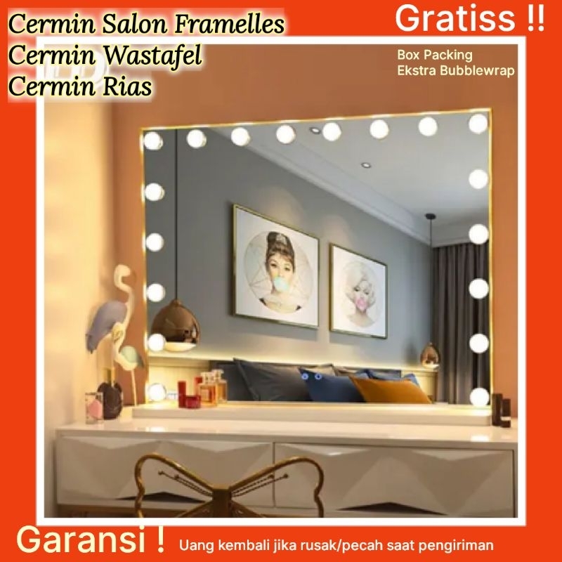 Cermin Rias Salon Lampu Framelles Standing Mirror Meja Rias Make UpCermin Rias Salon Make upCermin S