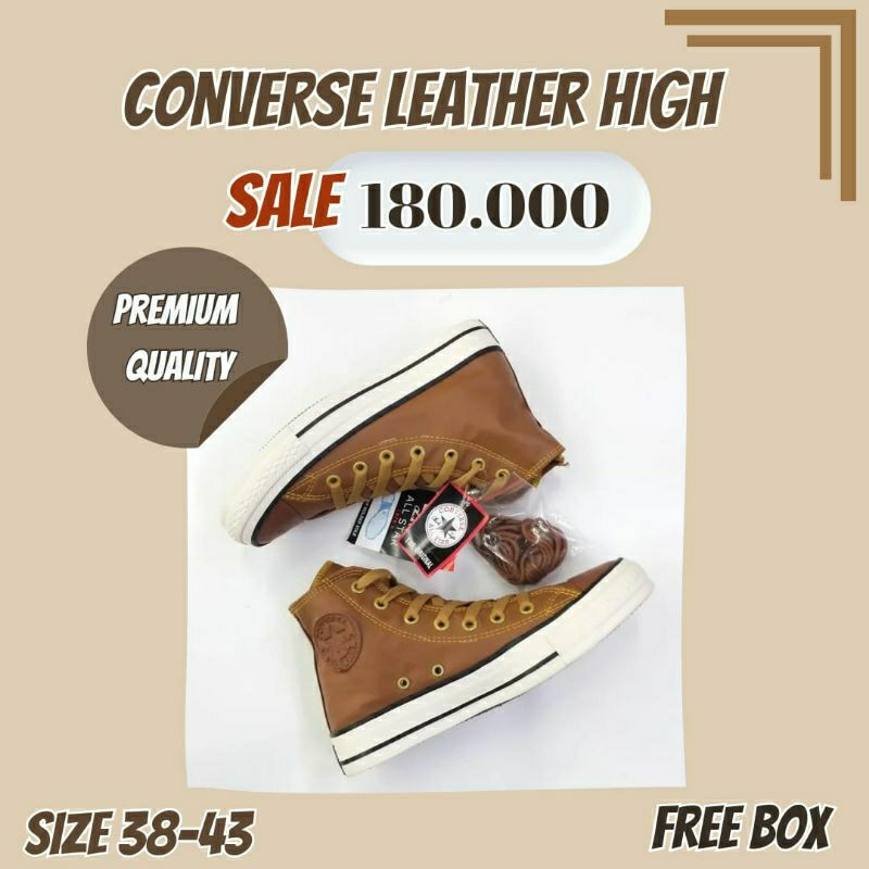 Converse Leather premium / sepatu converse kulit tinggi/ sepatu converse kulit couple