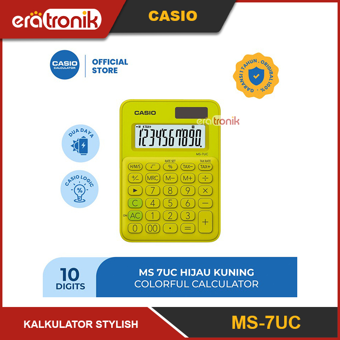 

Kalkulator Casio MS-7UC Yellow Kalkulator Stylish Kalkulator Colorful