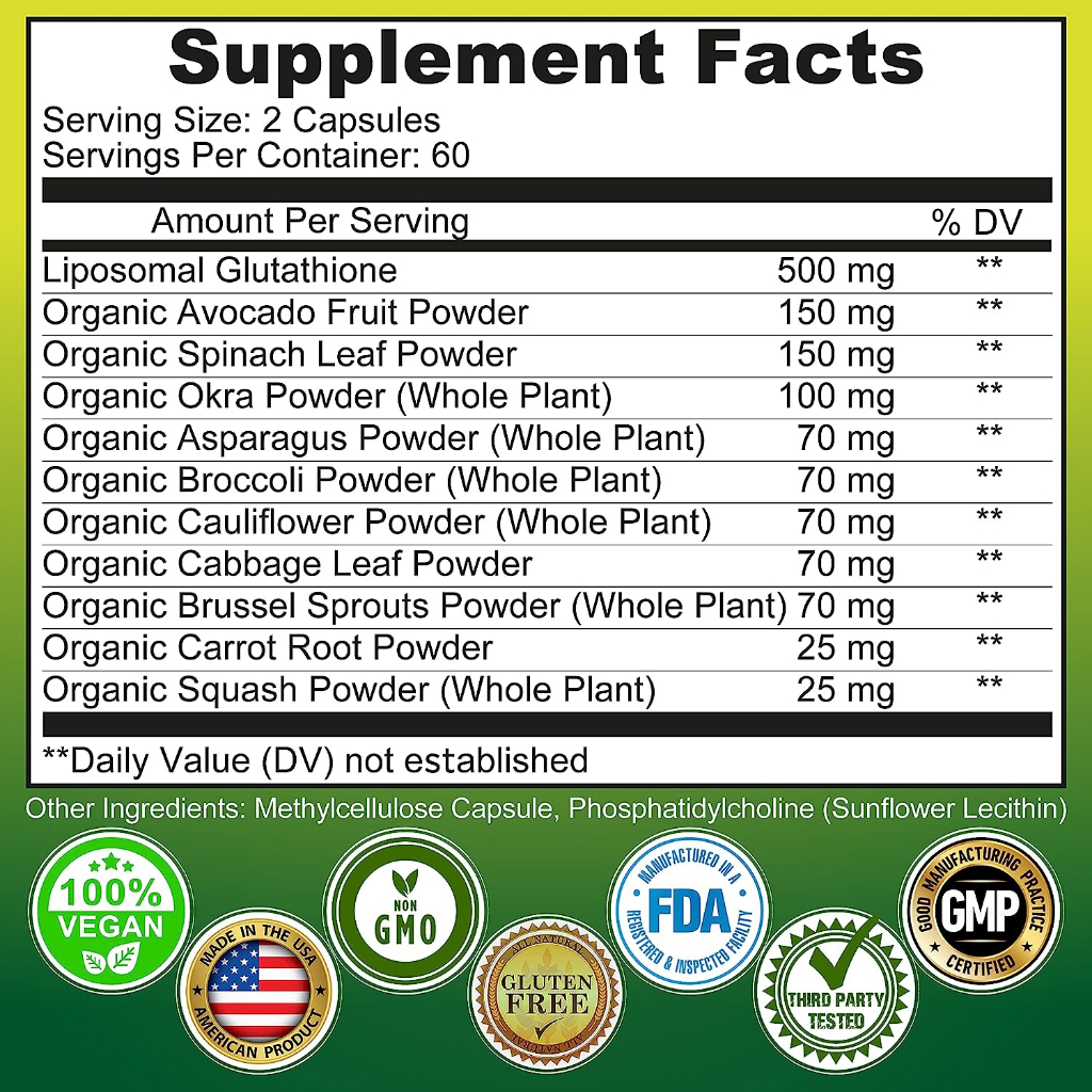 LIPOSOMAL / L-GLUTATHIONE 500Mg + WholeFoods 120 Capsules ORIGINAL Supplement Studio USA