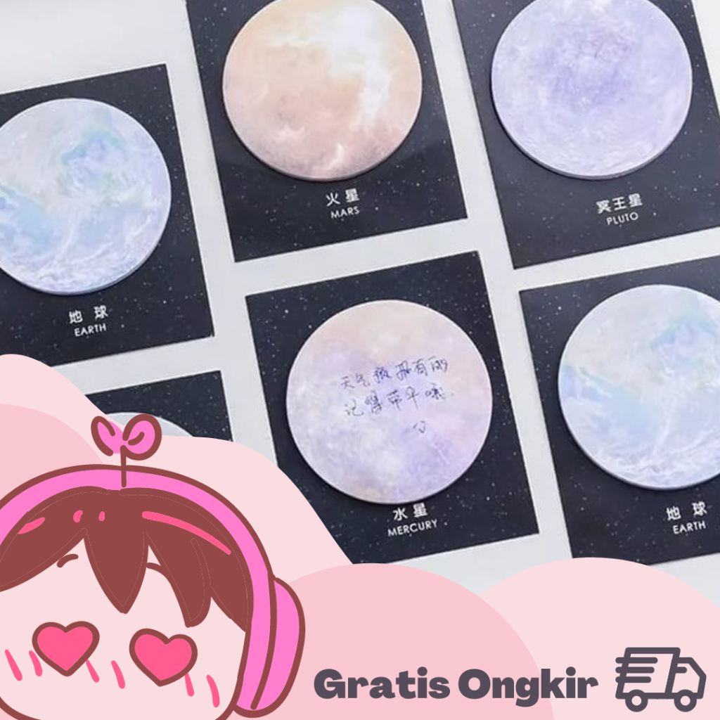 

Sticky note Planet Bulat Memo Note Galaxy/ Deco Memo