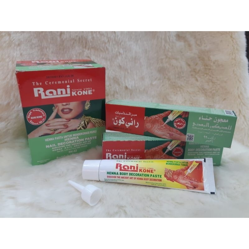 Heena 1 box isi 12 /Henna Kutek Kuku Rani Cone RK Aneka Warna India Herbal Multifungsi Aman Dipakai Halal Sholat