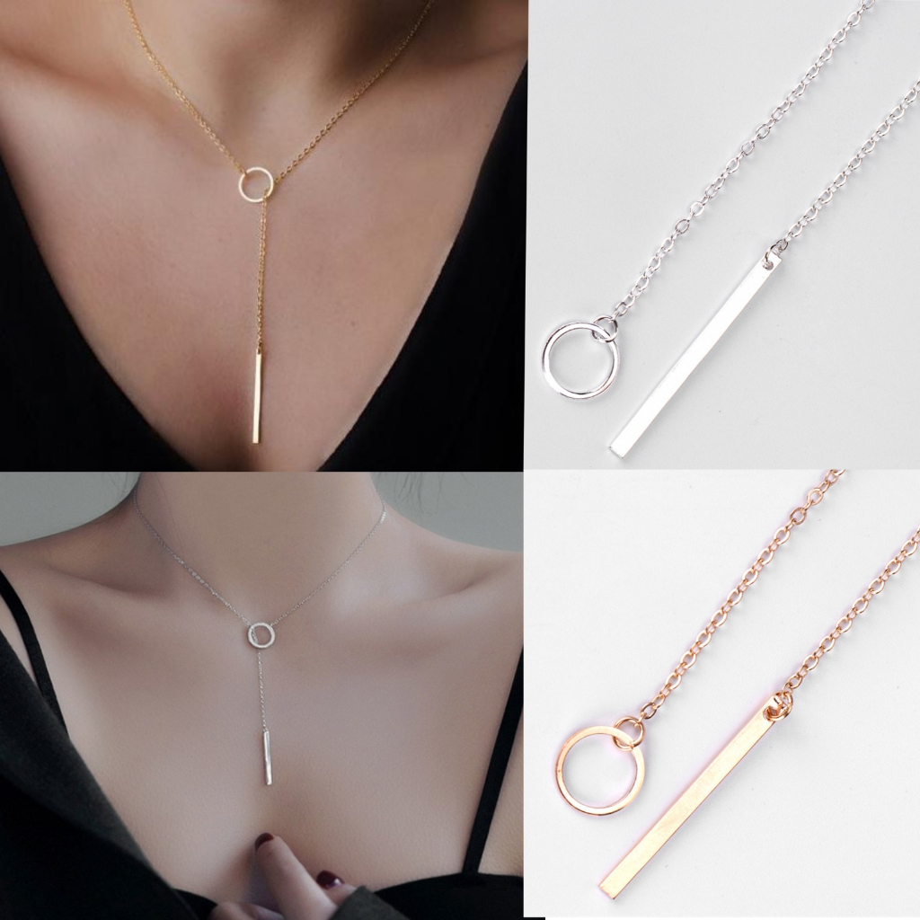 Kalung Korea Kalung Cincin Kalung Choker Infinity Warna Emas Silver Kalung Wanita Aksesoris Wanita K