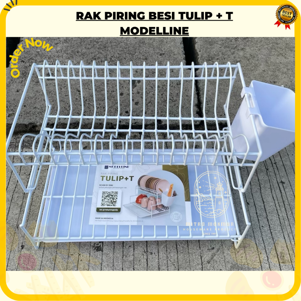 SALE!! RAK PIRING TULIP + T MODELLINE TEMPAT SENDOK DAN NAMPAN SUSUN 2 RAK DAPUR