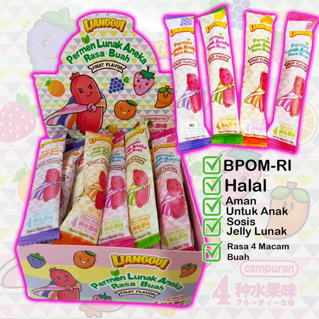 

PERMEN LUNAK SOSIS JELLY RASA BUAH 4 VARIAN FRUIT FLAVOR SAUSAGE CANDY