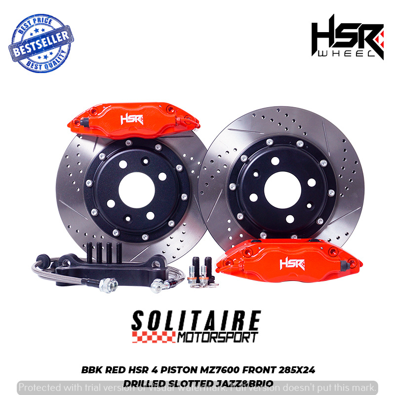 BBK RED HSR 4 PISTON MZ7600 FRONT 285X24 DRILLED SLOTTED | BBK HSR | BBK BERKUALITAS | BBK RACING |