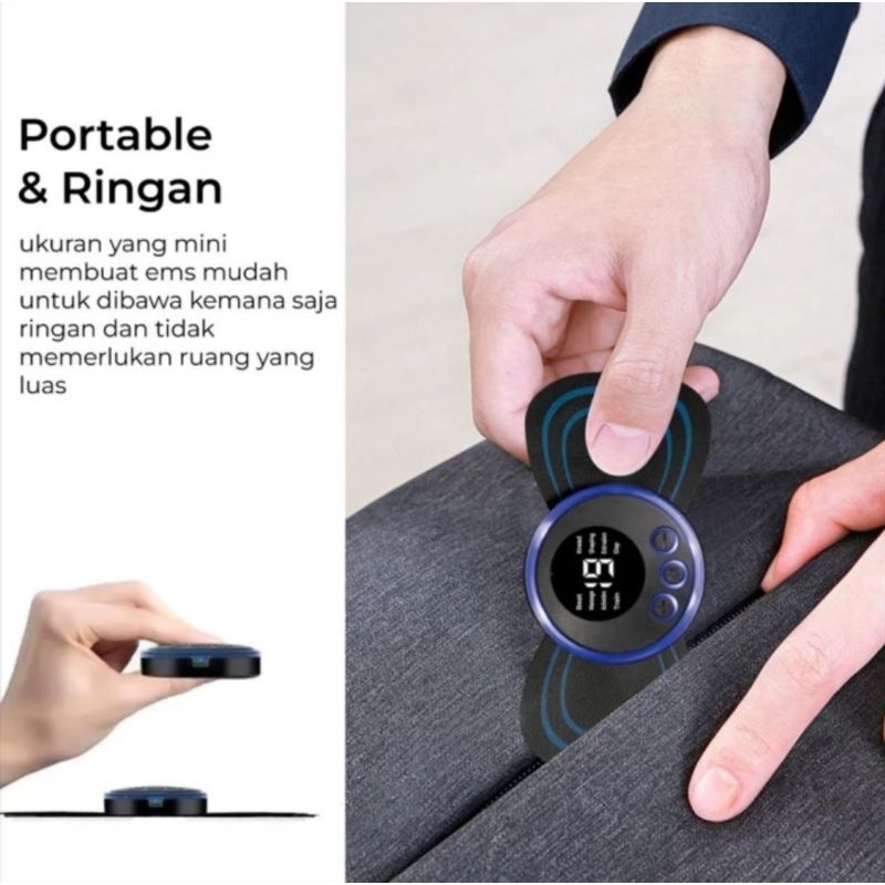 EMS PAD NECK MASSAGER ALAT PIJAT TERAPI LEHER PUNGGUNG PINGGANG KAKI ELEKTRIK MINI PORTABLE 8 MODE 19 TINGKAT AKUPUNKTUR PENGISIAN MENINGKATKAN SIRKULASI DARAH MEREDAKAN RASA LELAH PEGAL NYERI