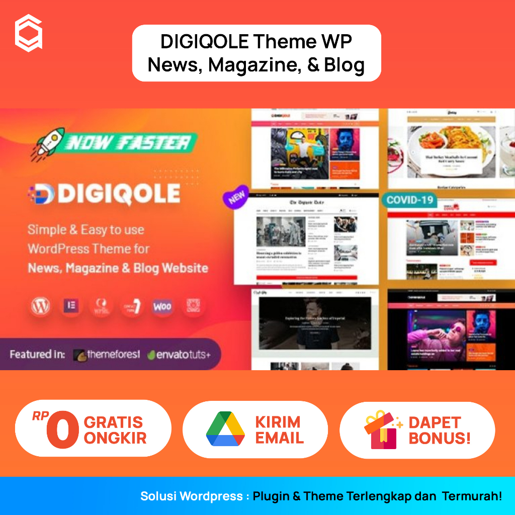 DIGIQOLE Theme Wordpress News Magazine Blog Lifetime Unlimited Domain