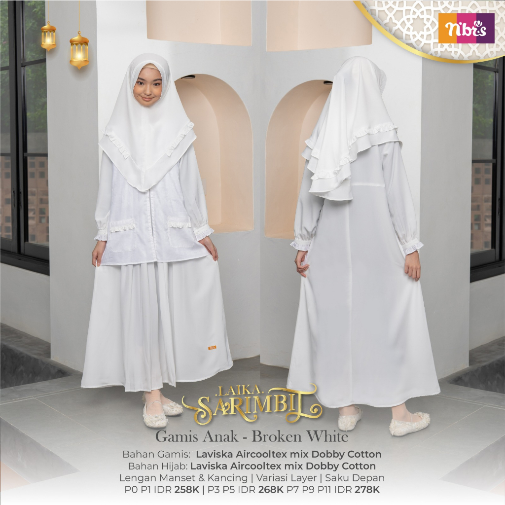 NBRS LAIKA Sarimbit Gamis Anak Polos Hitam Putih Bahan Laviska Aircooltex mix Dobby Cotton Couple Ke