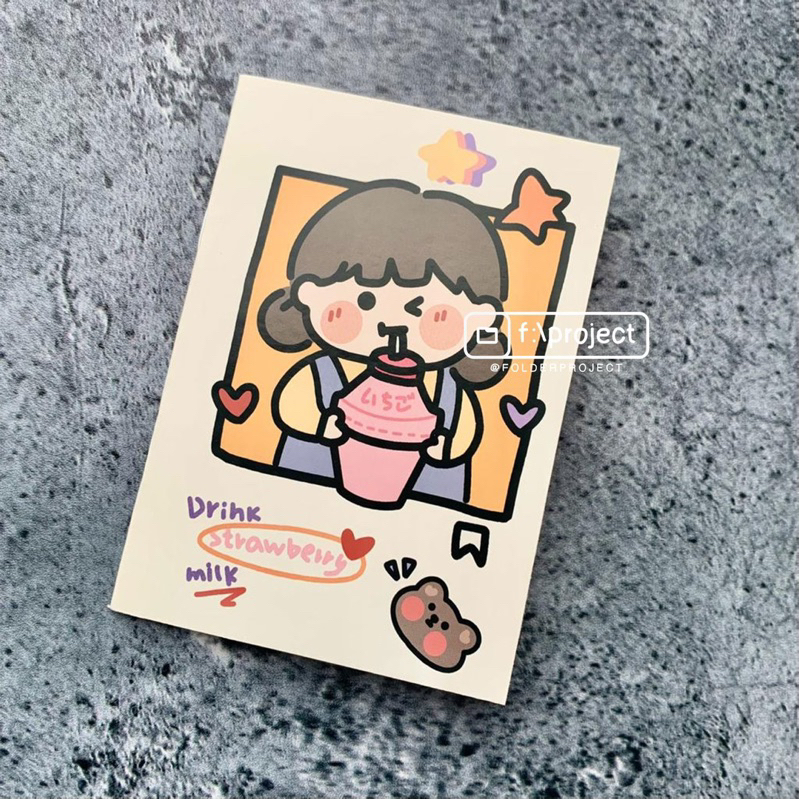 (READY) CARTOON GIRL CUTE NOTEBOOK | masking tape bujo bullet journal journaling postcard scrapbook 
