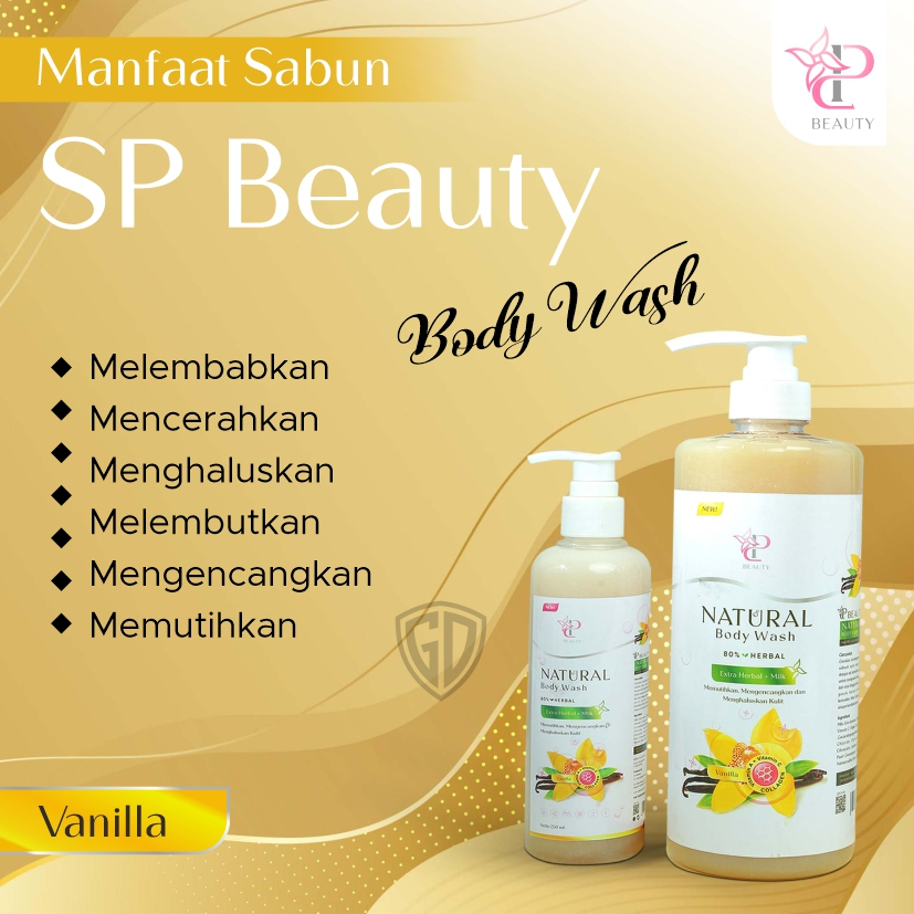 Sp Beauty Body Wash sabun cair herbal 1000ml Extra vanilla vitamin C. A &amp; Collagen. - Sabun mandi cair pemutih badan sabun cair pemutih .sabun cair herbal vanilla 1000ml
