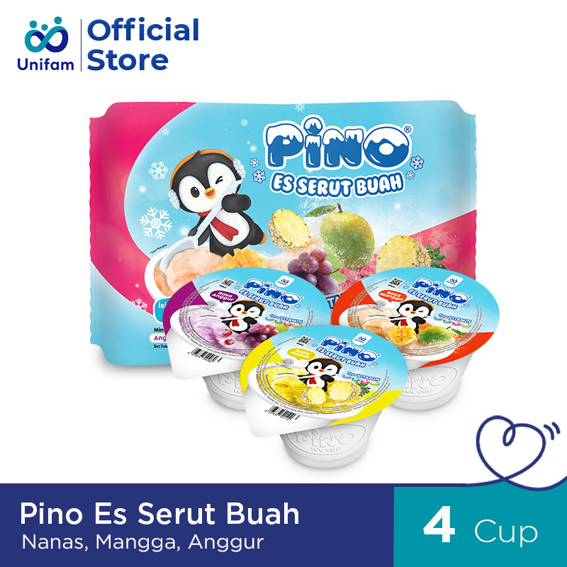 

Pino Es Serut Buah 1 Bag (Isi 4 Cup) @50 mL - Nanas, Mangga, Anggur