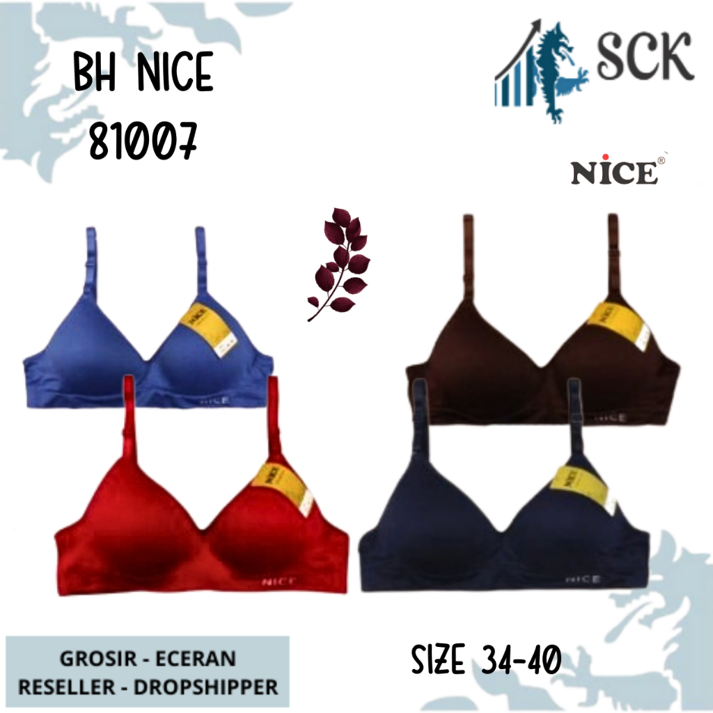 BH NICE 81007 Busa Tipis Tanpa Kawat / BH Wanita Busa Tipis Soft KAWAT / Pakaian Dalam Wanita - sckmenwear GROSIR