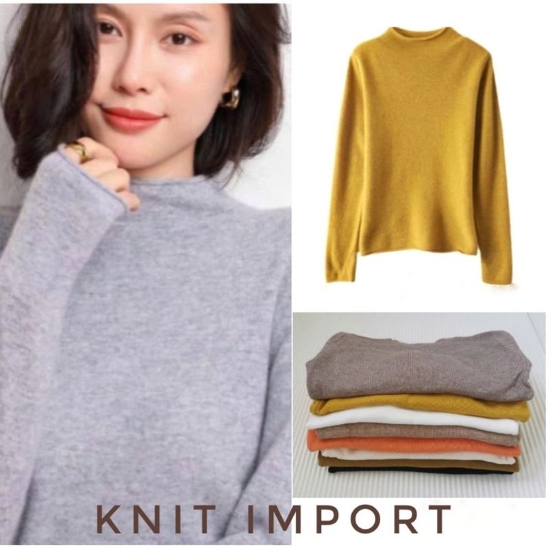 Top Knit Impor tangan panjang