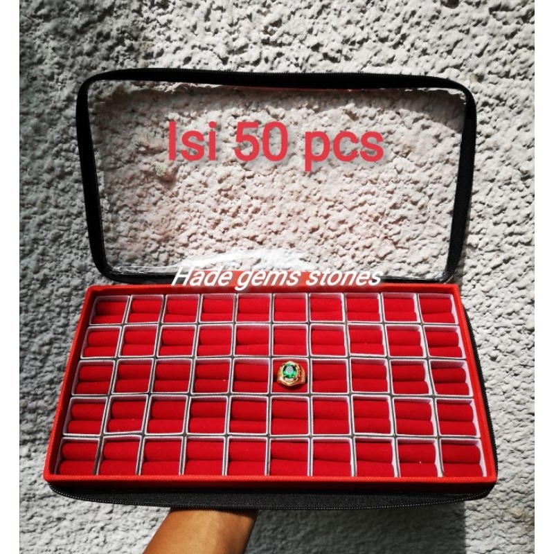Kotak cincin batu akik tutup RESLETING transparan isi 50 pcs