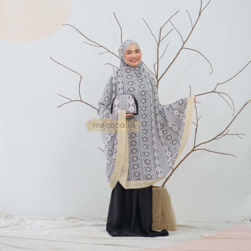 mukena dewasa Ethnic etnik 2in1 jumbo free tas pouch rayon adem bisa ponco - limited stok
