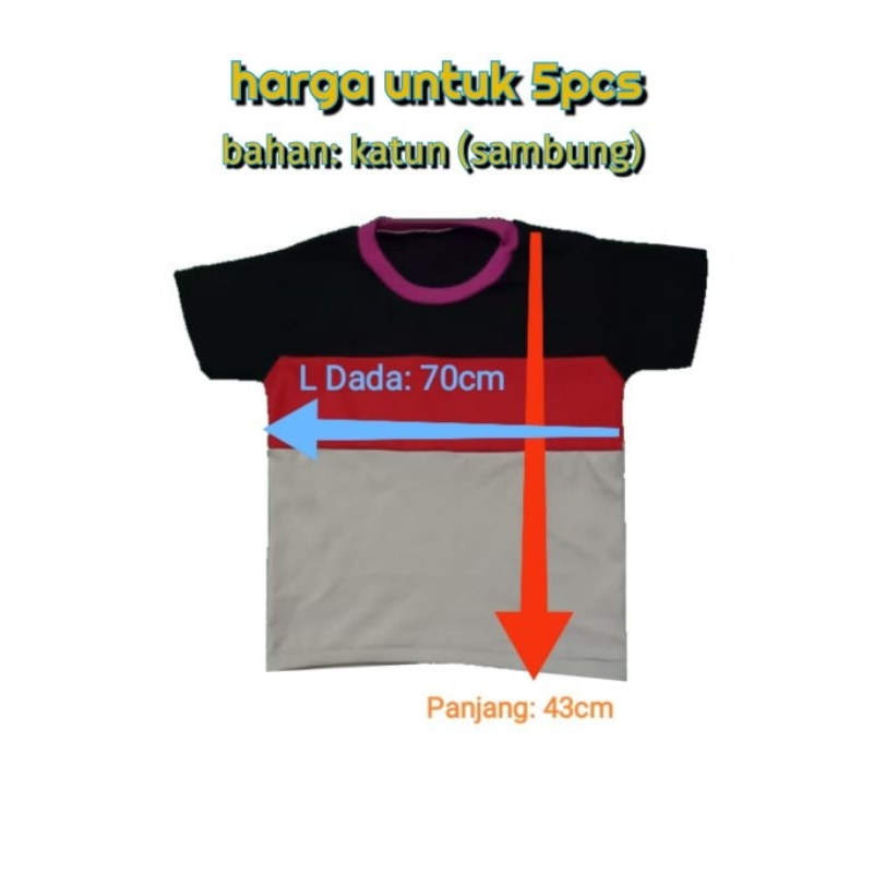 OBRAL 5PCS Kaos Santai Harian Oblong Anak Unisex 4 5 Tahun Bahan Katun