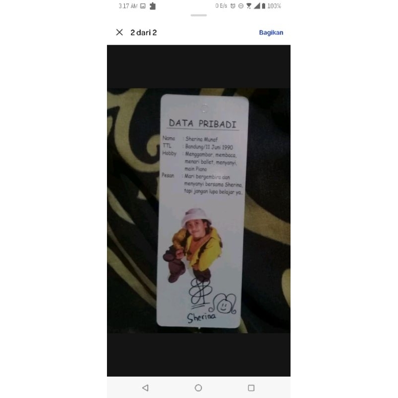 tanda tangan sisipan buku sherina