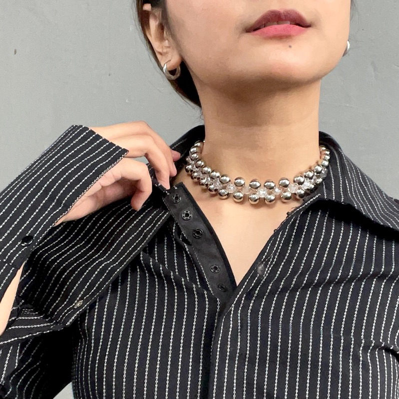 Athena silver crystal choker / kalung silver