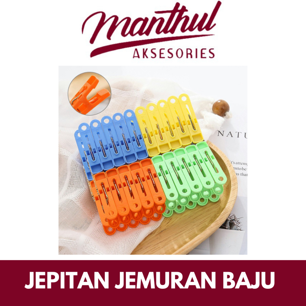 Jepitan Jemuran Plastik Isi 20 Pcs Penjepit Pakaian Baju Laundry - RANDOM