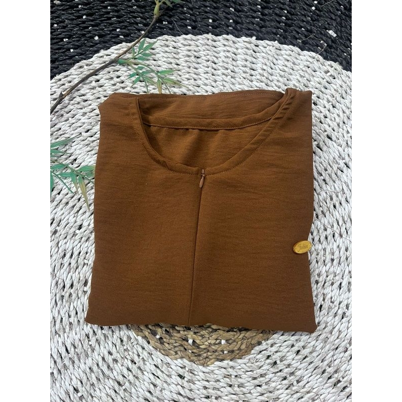 [BEST SELLER] Daily Polos Long Busui | Gamis Simple Abaya-Brown