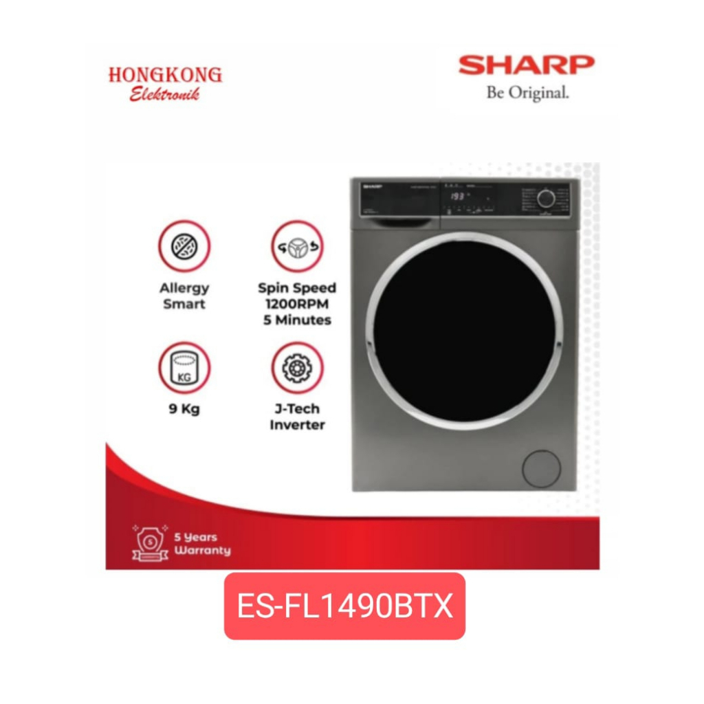 Sharp | ES-FL1490BTX Mesin Cuci Front Loading 9Kg