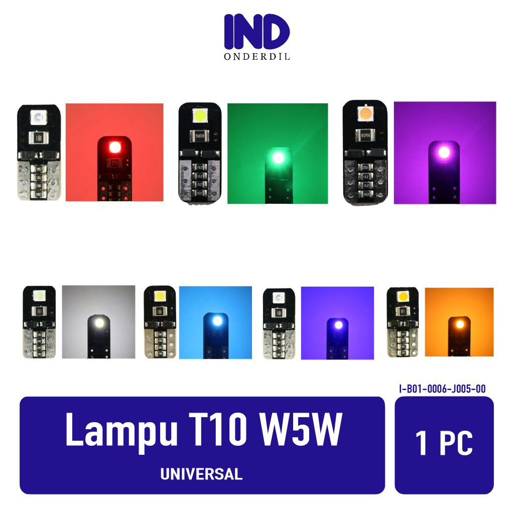 Lampu W5W Canbus LED T10-T 10 12 Volt Sein-Sen-Ritting-Riting-Speedometer-Senja-Kilometer-Kabin-Plat-Kecil Mobil-Motor Biru-Ice Blue-Putih-Kuning-Merah