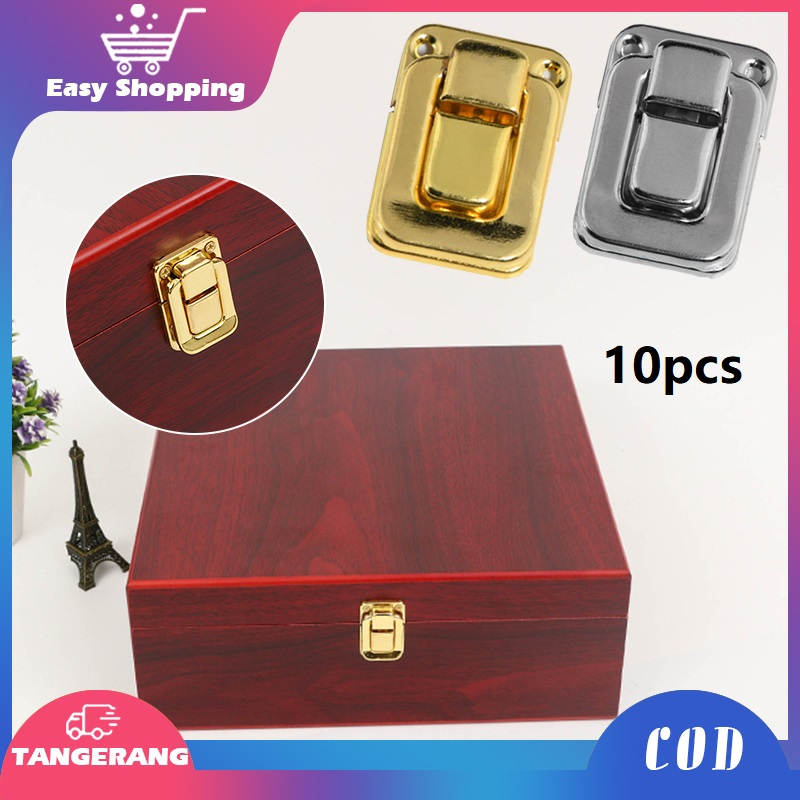 10pcs Kunci Pengait Box 27x40 mm Gembok Box Kuncian Koper Kunci Kotak Perhiasan Gold Silver Antik