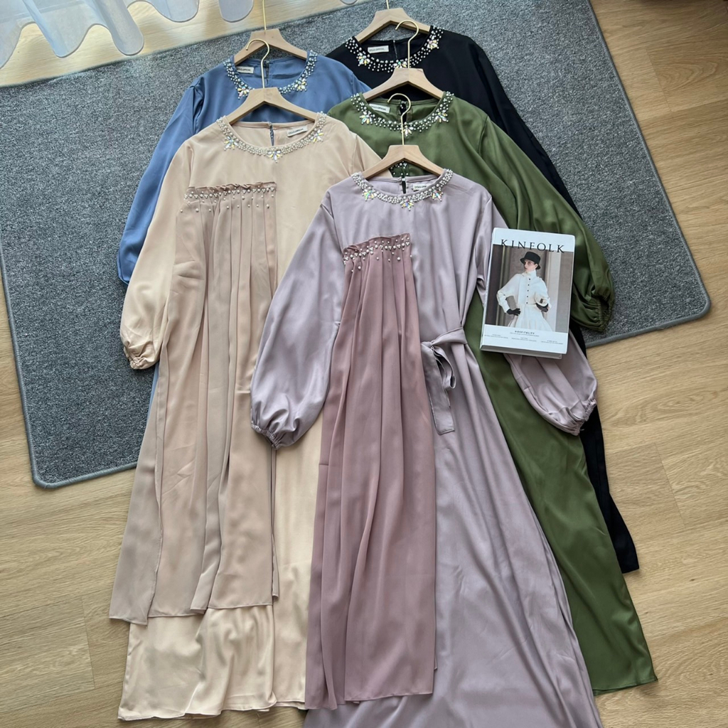 Oclo Nazilara Dress Gamis Muslim Wanita Manik Layer Premium Terbaru OCL00360