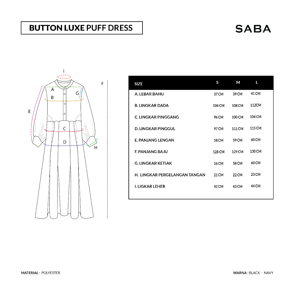 Saba Button Luxe Puff Dress