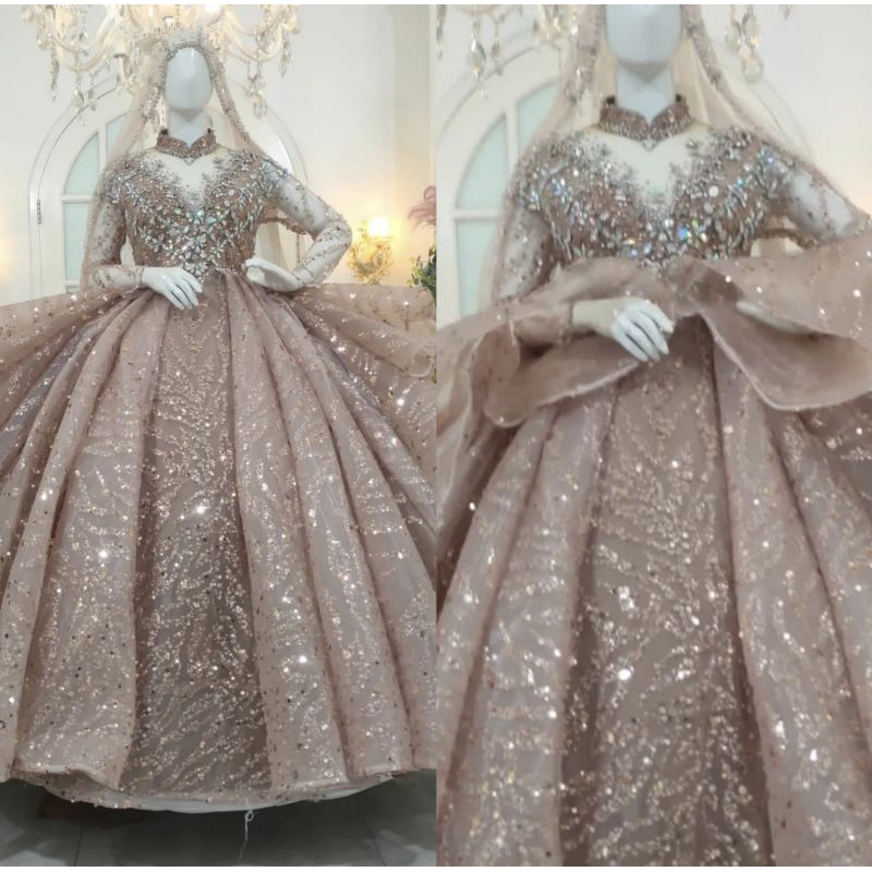 GAUN PENGANTIN BARBIE GOTIK MEWAH BEREKOR //GAUN WEDDING TILE AKAR TRIDI FULL PAYET