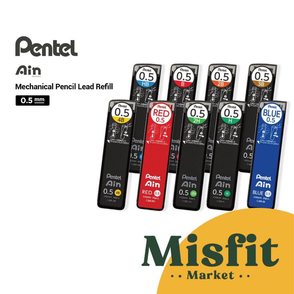 

D3W! Pentel Ain Mechanical Pencil Lead Refill (NEW) Isi Ulang Pensil Mekanik 0.5 mm