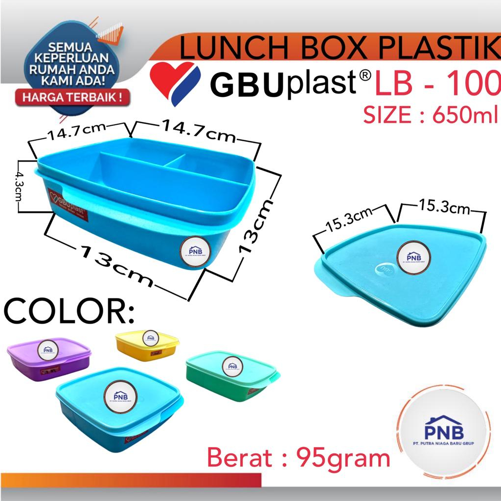 Kotak Makan Sekat Misting Plastik Merk GBU Plast Tempat Bekal Makanan