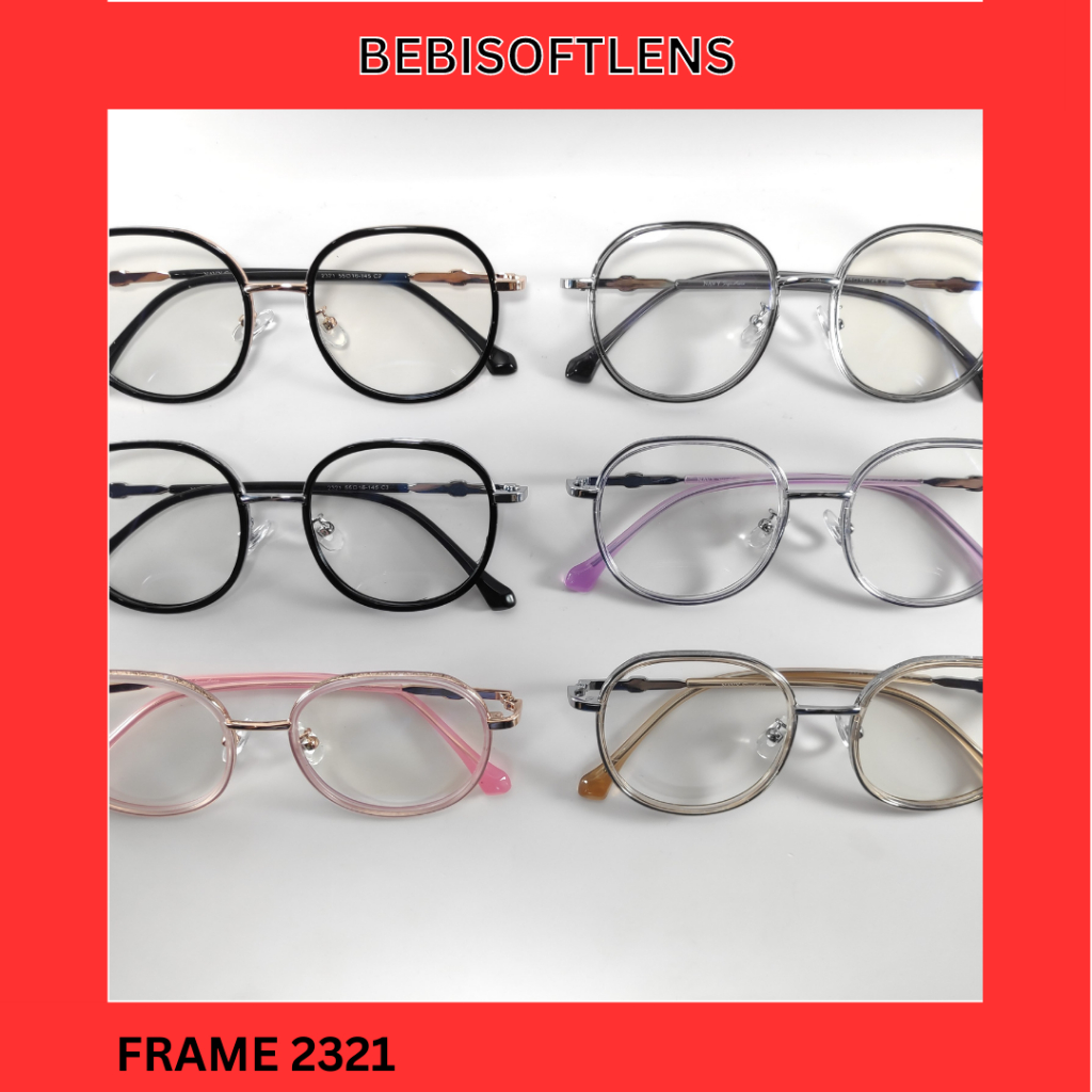 Kacamata 2321 Lensa ANTI BLUERAY BLUECROMIC Kacamata Minus Murah Anti Radiasi Kaca Mata Minus Wanita Pria / Eyeglass / BB