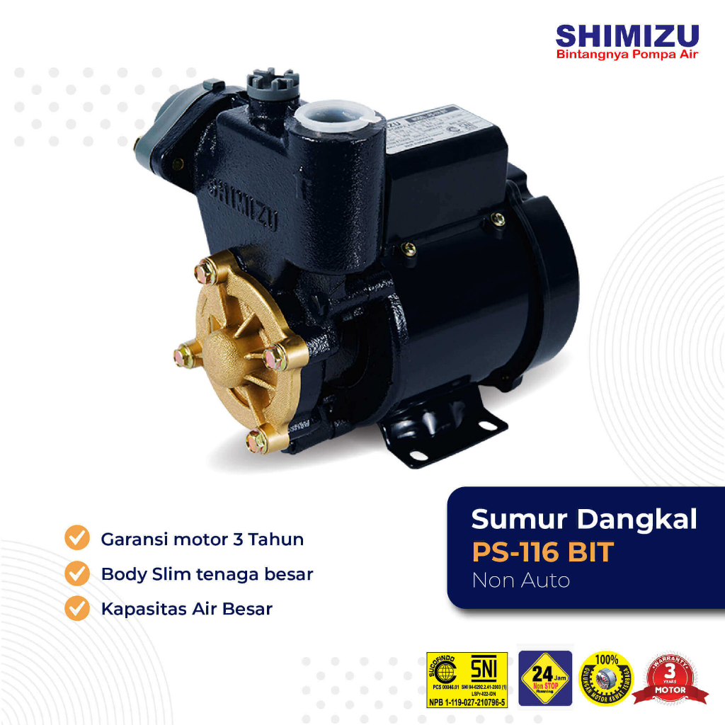 Pompa Air Sumur Dangkal PS-116 BIT - Shimizu ps 116 bit ps116bit