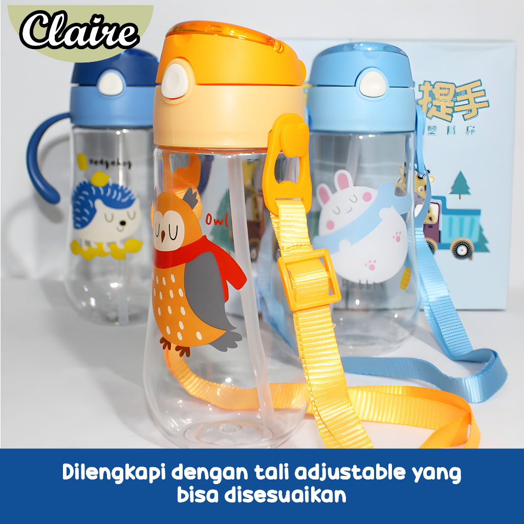 Botol Minum Anak Karakter 450ml / Botol Minum Anak BPA Free Dengan Tali