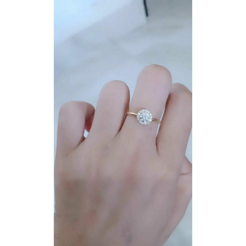 cincin solitaire mp kell/perak asli silver 925 lapis emas/perhiasan fashion wanita terbaru