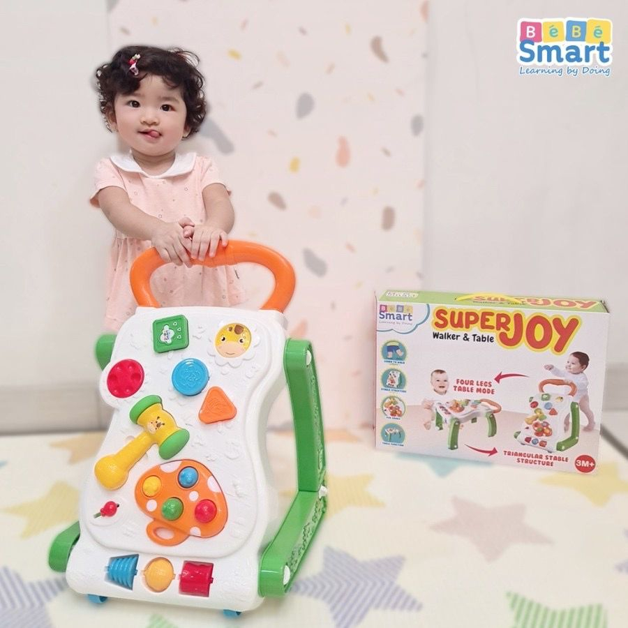 Alat bantu jalan bayi  BEBE SMART SUPER JOY WALKER &amp; TABLE MAINAN TABLE WALKER ANAK 2in1 bisa jadi meja lengkap dengan mainan edukasi