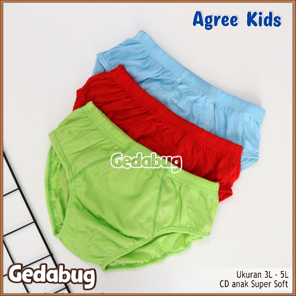 3 Pcs - Cd Anak Agree Kids AK B002 Big Size | Celana dalam anak motif sablon belakang | Gedabug