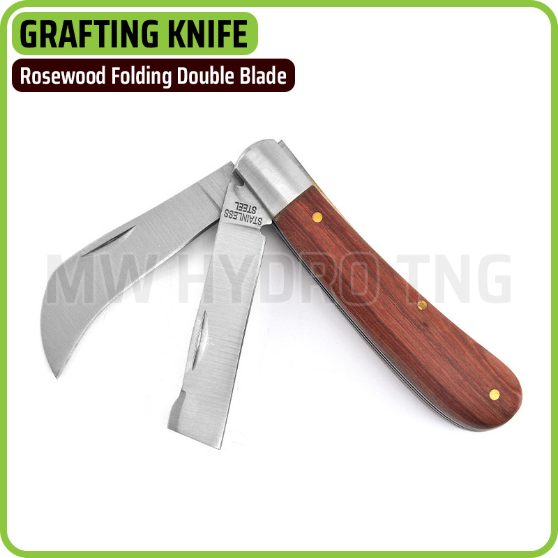 Pisau Lipat Okulasi Cangkok Tanaman, Folding Grafting Knife Rosewood