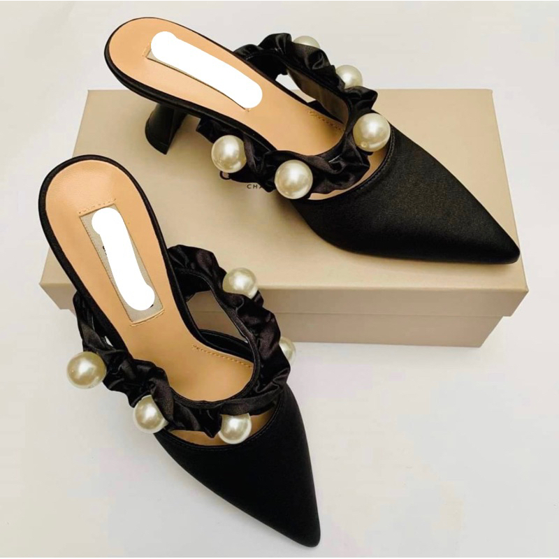 SEPATU WANITA IMPORT HAK TINGGI CKS517 ELEGAN PEARL HIGH HEELS PREMIUM