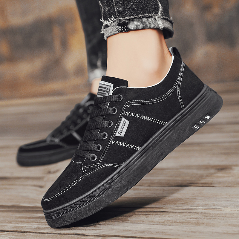 Highland Sepatu Sneakers Hitam Sepatu Cowok Keren Sekolah Sepatu Pria Casual Trendy Sepatu Sport Fashion MC414