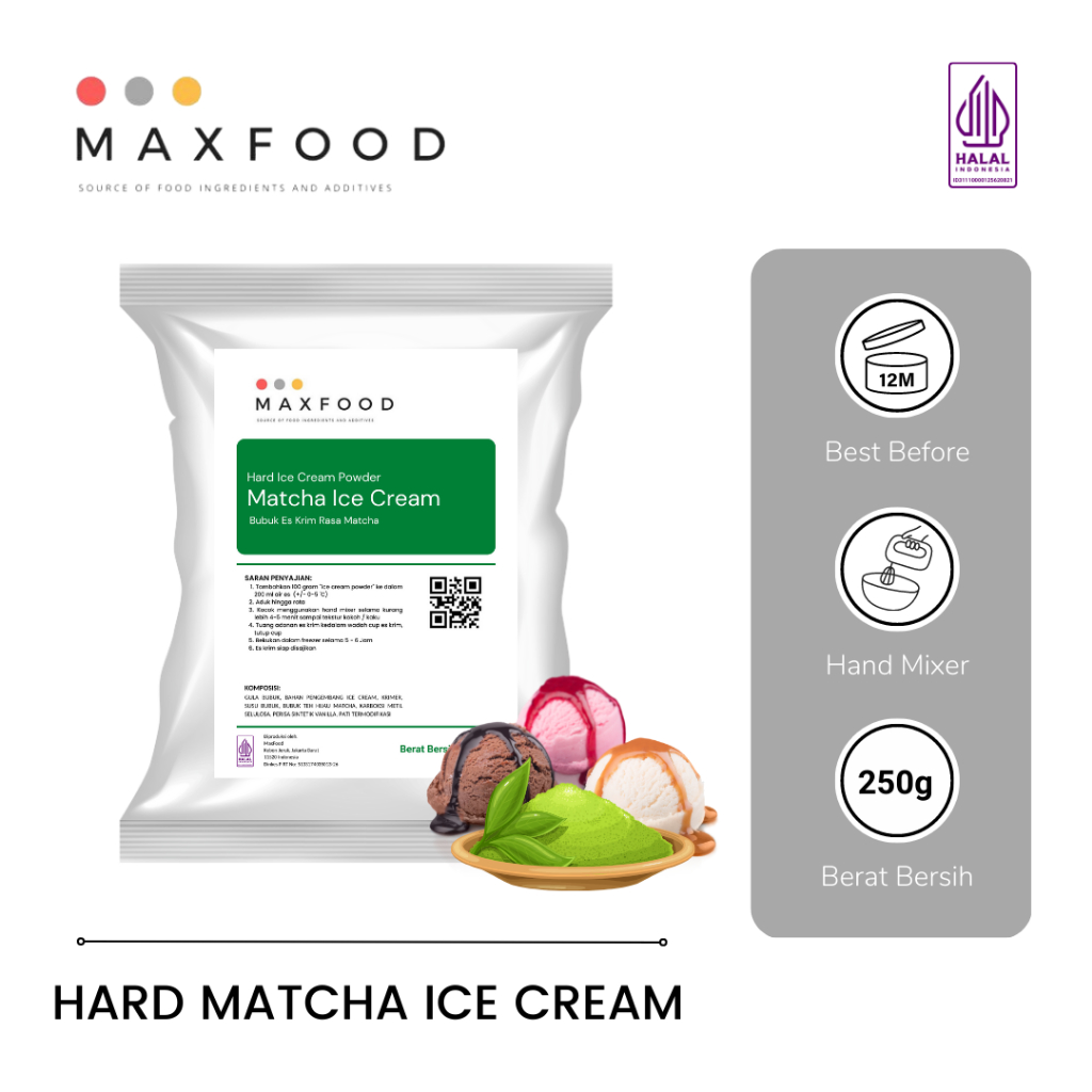 

Matcha Ice Cream Powder / Bubuk Es Krim Rasa Matcha 250 GR