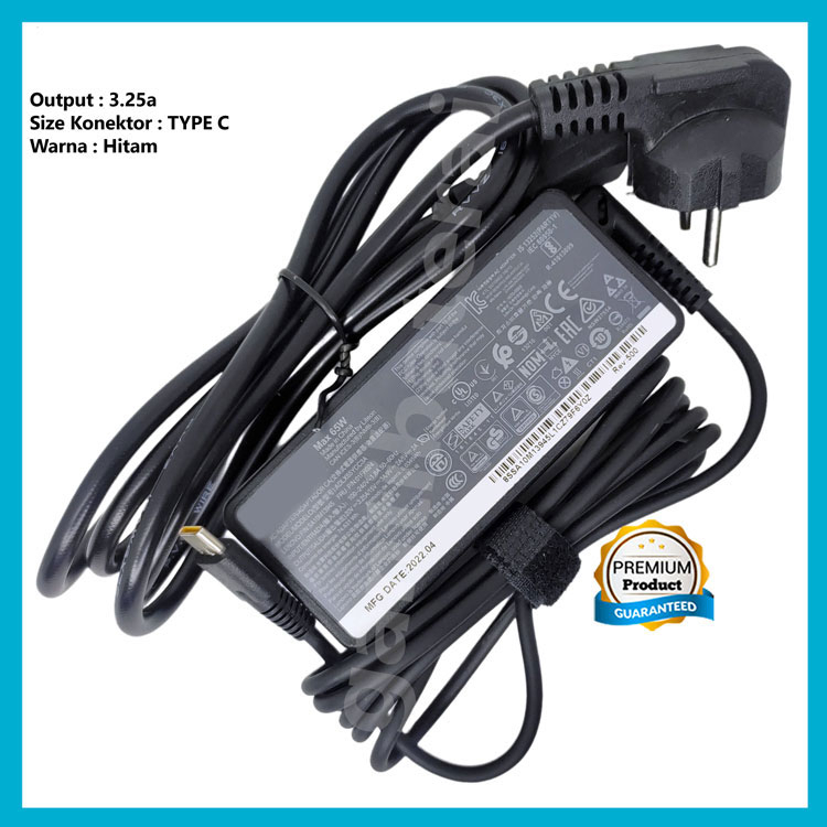 Adaptor Charger Lenovo ThinkPad E480 E580 L380 3.25a Type-C 65W