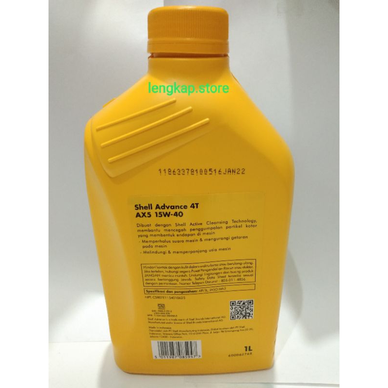 OLI SHELL ADVANCE AX 5 15W-40 1 LITER