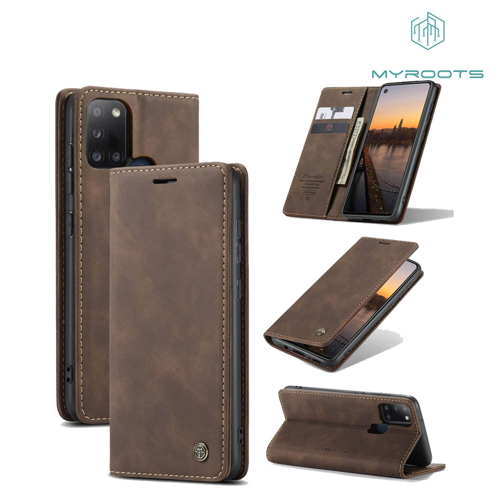 Myroots Flip Untuk Samsung A32 5G - A21 New Leather Flip Wallet Case Dompet Magnetic Cover