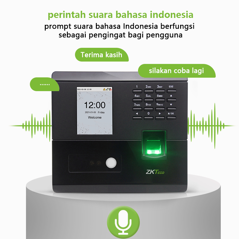 ZKTeco Mesin Absensi Sidik Jari MB10-VL Bahasa Indonesia Mesin Absensi Fingerprint Pemasok