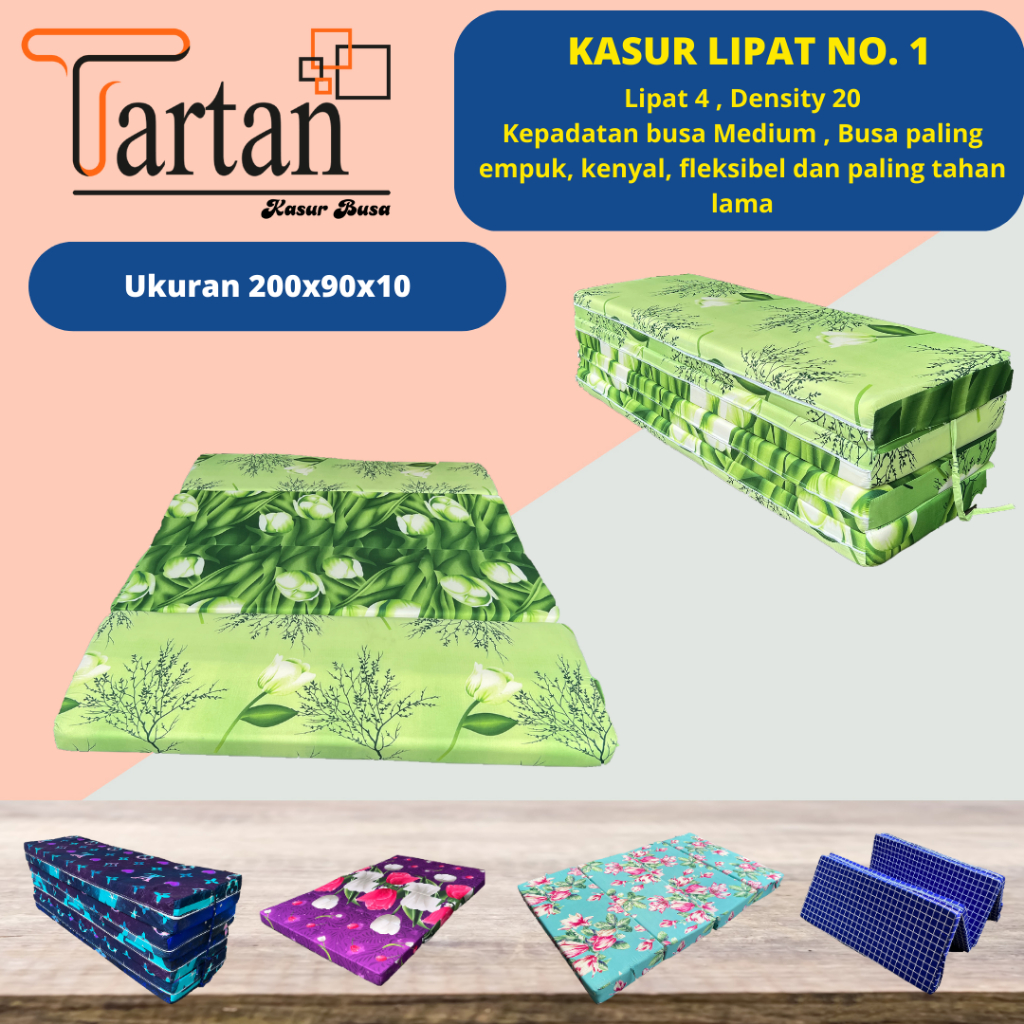 Kasur Busa Lipat TARTAN D20 Ukuran 200x90x10 Garansi 15 Tahun Jaminan Anti Kempes